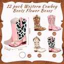 12 Set Western Boots Flower Boxes Centerpiece Boot Shape Gift Boxes Party Decoration Vase Centerpieces for Tables Boots Rodeo Birthday Baby Shower Supplies(Western Pink,Cowgirl Cow)