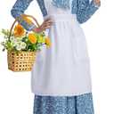 Pioneer Dress Women Colonial Costume with Bonnet Adult Long Colonial Floral Dress, M
