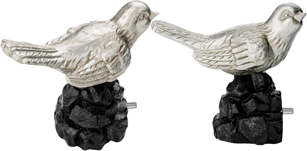 1 or 7/8 Inch Bird-Shaped Decorative Finials for Curtain Rods,Vintage Pewter Curtain Rod Ends Metal Curtain Rod Finials Ends Easy to Install Set of 2 Rod End