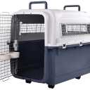 Airline Approved Dog Crate-Heavy Duty Plastic Pet Carrier with Wire Door, 4-Side Ventilation & Stay-Dry Moat | XL