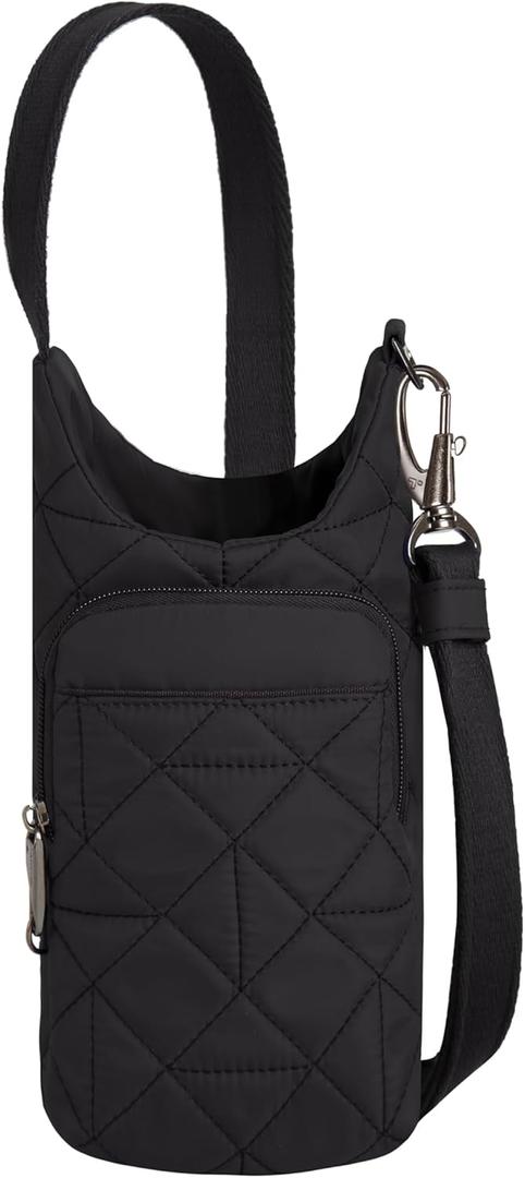 Travelon Anti-Theft Boho Insulated Water Bottle Tote, One Size, Black