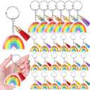 Ecation Inspirational Keychain Bulk Back to School Gifts Rainbow Acrylic Keychain with Tassels Gift from Teacher Backpack