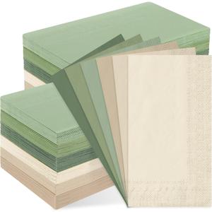 Whaline 120Pcs Sage Green Guest Napkin Nude Sage Green Color Disposable Paper Pack Wedding Dinner Hand Napkin Towel for Wedding Birthday Bride Shower Party Supplies (4.3 x 7.9 In)