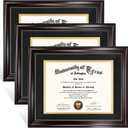 GraduationMall 8.5x11 Diploma Frame with Black over Gold Mat or Display 11x14 Document without Mat, UV Protection Acrylic, Mahogany with Gold Beads, Set of 3 Mahogany With Gold Beading, 11x14 or 8.5x11 With Mat 3-Pack