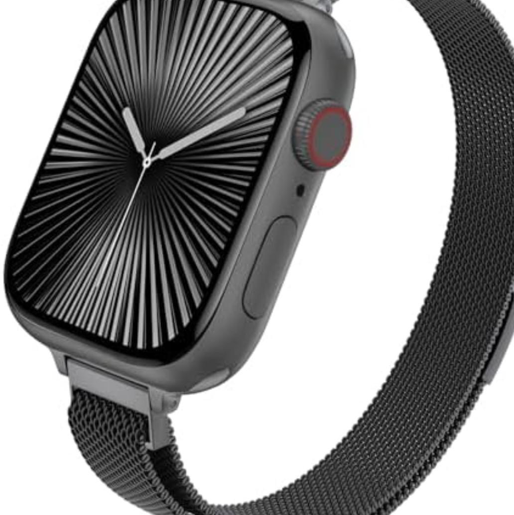 MARGE PLUS Slim Milanese Loop Compatible with Apple Watch Band for women 41mm 40mm 38mm 42mm 46mm 45mm 44mm, Stainless Steel Magnetic Mesh Strap work on iWatch Series 11 10 9 8 7 6 5 4 3 & SE 3 2 1, 9 Inch Length