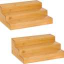 Spice Rack Organizer for Cabinet - Bamboo Spice Shelf, 3 Tier Seasoning Organizer for Countertop, Kitchen, Pantry 2 Pack