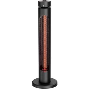 Portable Outdoor Heater Infrared 1500W 8 Heat Levels 8H Timers Carbon Fiber Tube Patio Heater Tip-Over&Overheat Protection IP65 Waterproof Garden, Black