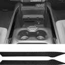 Real Carbon Fiber Center Console Armrest Box Inside Strips Cover Compatible with 2018-2025 Dodge RAM