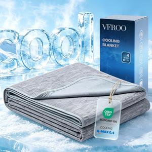 VFROO Cooling Blanket for Hot Sleepers King Size 108''90'', Summer Blanket Thin Lightweight Breathable, Absorbs Sweat Heat to Keep Adults Cool, Cold Blanket for Sleeping on Bed Couch, Grey