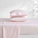 Laura Ashley - Queen Sheet Set, Soft & Smooth Sateen Cotton Bedding with a Lightweight Feel, 800 Thread Count, Bed Sheets with Matching Pillowcases (Solid Pink)