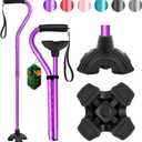BeneCane Walking Cane Adjustable Cane with Offset Soft Cushioned Handle for Men & Women Lightweight Comfortable Extra Stability Base Mobility Aid for Men Women and Seniors (Purple)