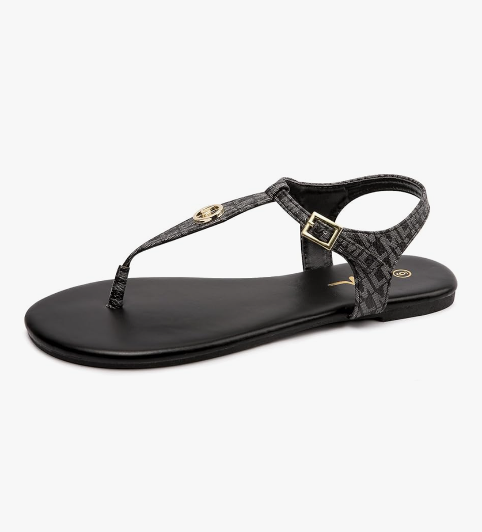 LM Women's Thong Sandals T-Strap Sandals Adjustable Ankle Buckle Dressy Thong Flat Sandals Casual Summer Sandals, size 10