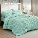 Bedsure Full Comforter Set Mint Green - Bed in a Bag Full Size Bedding Set 7 Pieces, GentleSoft Pintuck Bed Set Gift for Family, All Season Down Alternative Comforter with Sheets, Pillowcases & Shams