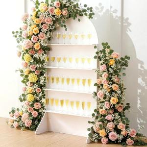 5.9 ft 4-Tier Champagne Wall Holder, Wedding Arch Backdrop Stand with Shelves,Party Display Arch for Ceremony Baby Shower Birthday Bridal Party Event Decoration