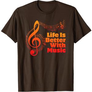 Life is Better with Music Theory Musician Teacher Notes Clef T-Shirt M