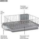 Farberware Classic 3-Piece Dish Drying Rack Set for Kitchen Counter, Gray - Rust-Resistant Wires, Self-Draining Board, Flatware Caddy, Non-Slip Feet