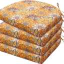 HARBOREST Outdoor Chair Cushions Set of 4, Water Resistant Patio Chair Cushions with Ties, Outdoor Seat Cushions for Patio Furniture, 17"x16"x2", Blooming