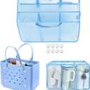 XYFuuee Beach Bag Organizer Inserts for Original Large Bogg Bag Accessories with 8 Removable Metal Fasteners, Lightweight Mesh Insert Divider Pouch, Organizing Rubber Tote, Save Space, Blue XL