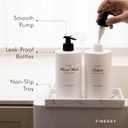 Modern Luxe White Kitchen Soap Dispenser Set with Tray, Lotion Dishwashing Liquid Detergent Hand and Dish Soap Dispenser Set, Dual Refillable Pump Bottles for Kitchen and Bathroom Countertop Farmhouse