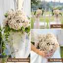 Artificial Flower Fake Silk Hydrangea Heads Bouquet with Stems Bulk for Fall Decoration Table Center Christmas Indoor Outdoor Faux Floral Realistic with Leaves Plants Crafts 8PCS (White)