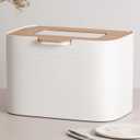 KAZAI. Compost Bin Kitchen 'Elin' | 1.2 GAL / 4.5L Countertop Compost Bin with Wooden Lid & Filter | Odor-Free, Dishwasher Safe, with Inner Bucket | Small Indoor Kitchen Composter | Off-White/Bamboo