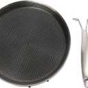 LYNICESHOP Stainless Steel Crepe Pan,11 Inch Nonstick Pancake Pan with Honeycomb Texture, 304/430 Stainless Steel And Aluminum, Induction Compatible, Ideal for Crepes, Eggs, Pizza (Silver/Black)