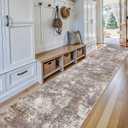 3x15 Ft Long Hallway Runner Rug Non-Slip Washable Wide Kitchen Runner | Modern Abstract Floor Carpet for Indoor Entryway, Bedroom, Living Room (Brown Beige,3x15)
