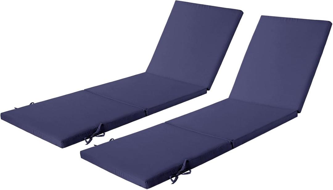 2 Set Lounge Chair Cushions for Outdoor Furniture,77x24 inch Foam Chaise Cushion for Patio Pool Garden (Navy)