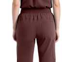 Scrubs for Women Set Soft Sleeveless Stand-Up Collar Scrub Top & Straight Leg Scrub Pant, 9 Pockets, Yoga Waistband (Brown, M)
