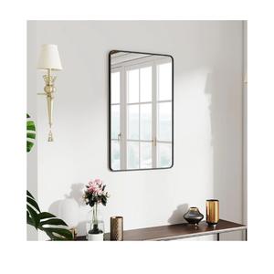 20x30 Rectangle Mirror Full Length Wall Mounted Hanging or Against Wall Metal Frame Dressing Make-up Mirrors for Entryway Bedroom Bathroom Living Room, Black