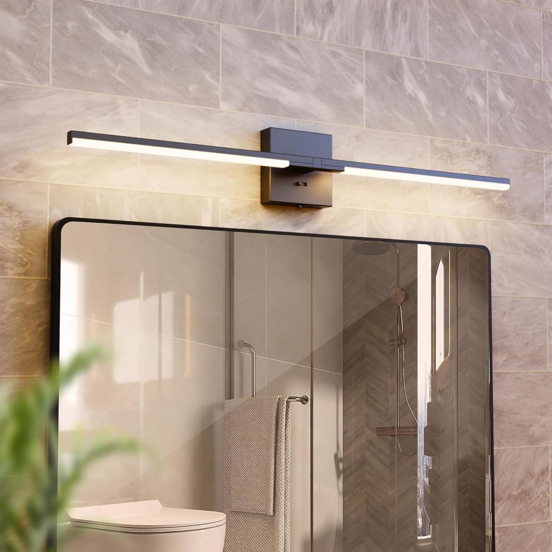 Vanity Lights 32 inch, 4-Level Brightness Built-in Dimmer, 18.5W Dimmable 5CCT Bathroom Light Fixtures Over Mirror, Black Vanity Lights for Bathroom Mirror Bedroom-FCC & ETL Certified