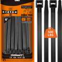 Eletoo 12 inch 100 Pack Black Large Zip Ties Heavy Duty 2025 New Patented Design, 500 LBS Tensile Strength, Self-Locking Nylon PA66 UV Resistant Cable Ties for Indoor and Outdoor Use