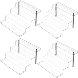 LileZbox 12 X 9 in Acrylic Display Risers Shelf for Pops Figures, Clear 4-Step Display Stand for Display Or Collection (Large-4 pack)