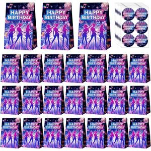24 Set Kpop Theme Paper Gift Bags Kpop Birthday Party Favor Bag Kpop Themed Goodie Treat Bags-24 Pcs Kpop Gift Bags and 24 Pcs Kpop Stickers for Kpop Birthday Decorations Kpop Birthday Party Supplies Movie KpopThemed Birthday Party Decoration (Classic)