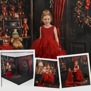 Kate Christmas Tree Themed Bundles for Kids Photography Room Set Includes 3 Backdrops & 6 Kind of Set(Total of 9 Sets)