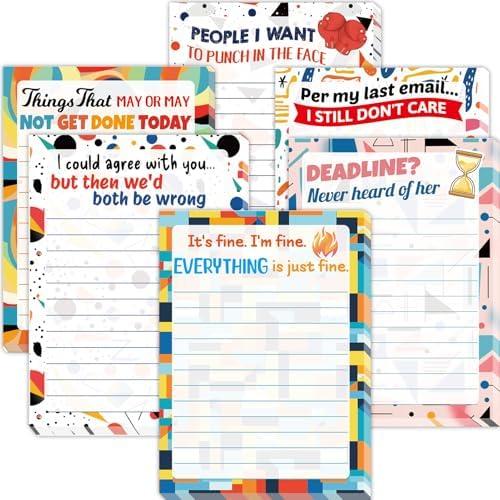 2 x Treasure Cove Funny Notepads Sarcastic Note Pads with Sayings Christmas Memo Pads Funny to Do List Notepads for Workers Coworkers Women Men Office Supplies 6Pcs