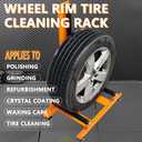 Rolling Wheel Detailing Stand Heavy-Duty Tire Cleaning and Polishing Roller with 3-Way Rotating Rollers for Ceramic Coating, Tire Shine, Car Wheel Wash Garage Accessory for Auto Detailers