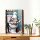 BUBCWY Sea Gull Bathroom Wall Art,Sea Gull Canvas Wall Art,Funny Bathroom Animal Pictures Bathroom Bedroom Living Room Office Decor(12"x16"Framed)