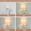 25'' Table Lamp White Table Lamps Modern Ceramic Lamps for Night Stand - Dimmable Bedside Lamps for Nightstand, Bedroom Lamp for Living Room Desk End Table Office Guest Room