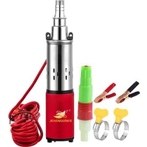12V Deep Well Submersible Pump solar DC 250W Electric Powered Water Pump kits with 1" Outlet Screw Pump max.98ft Lift,396GPH Flow, for Irrigation Agricultural Garden Home