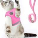 Supet Cat Harness and Leash Set - Soft Mesh Adjustable Cat Vest Harness with Reflective Strap for Walking Cat and Puppy Rabbit (S (Chest: 9.5" - 13.0"), Pink)