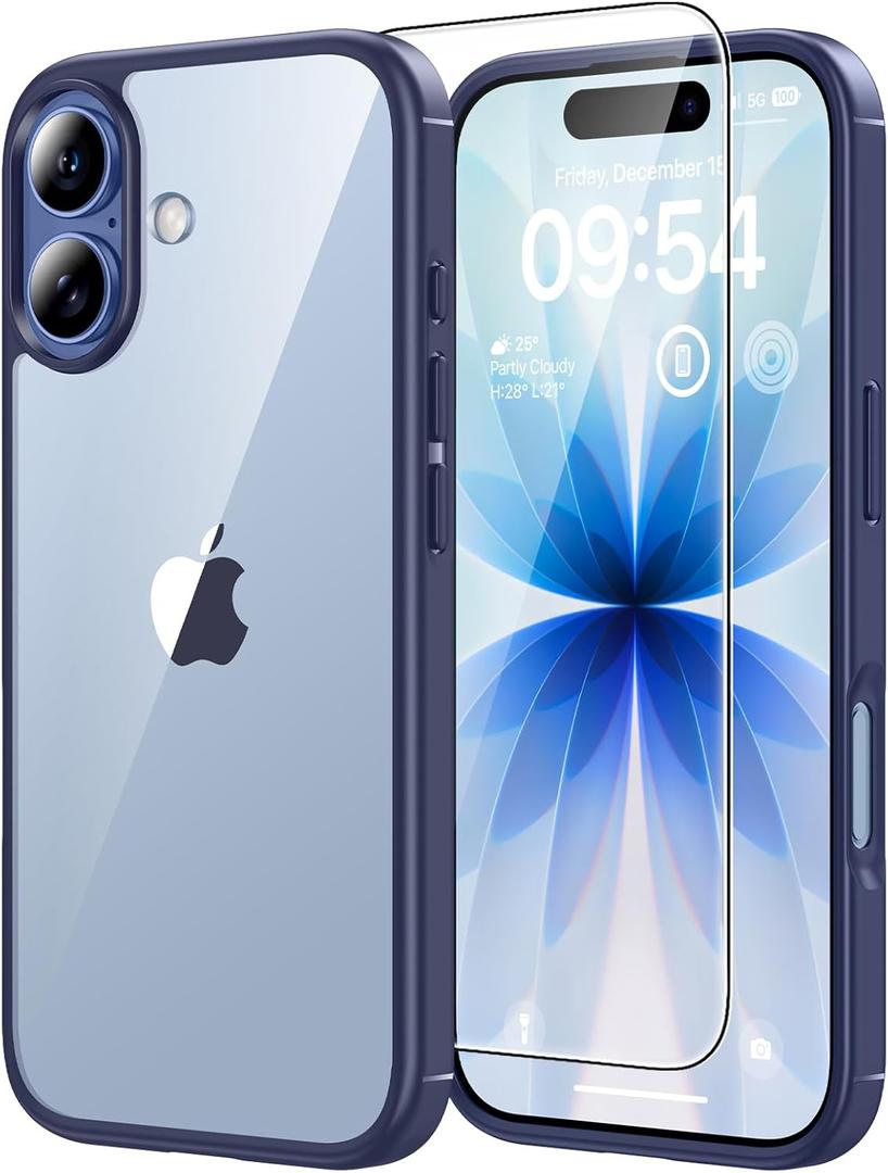 TAURI for iPhone 17 Case, Anti-Yellowing with Screen Protector, Military-Grade Protection Shockproof Slim Phone Case for iPhone 17, Blue