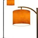 Arc Floor Lamp Orange autumn old watercolor texture painted marbled vintage grunge Modern Tall Standing Lamp Dimmable with Remote Adjustable Drum Shade Footswitch for Living Room Bedroom Office (Multi9)