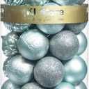 KI Store Seaform Green Christmas Balls 34pcs 2.36-Inch Christmas Tree Decoration Ornaments for Xmas Tree Holiday Wreath Garland Decor Ornaments Hooks Included