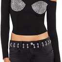 Forever 21 Womens Rhinestone Off-The-Shoulder Top, Black, Size S