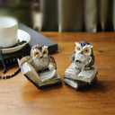XinTX 2 PCS Owl Statues Decor,Owl Reading Book Figurine Cute Crafted Statue for Home Office Room Decoration, Animal Sculptures Collection BFF for Owls Lovers