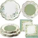 Kate Aspen Sage Green Party Decorations, Eucalyptus Floral Botanical Garden 62 Piece Plates and Napkins Party Supplies (16 Guests) Greenery Baby Shower Decorations & Bridal Shower Decor