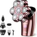 Electric Razors for Women Legs : 5-in-1 Rechargeable Body Shaver, 7D Wet & Dry Bikini Trimmer, IPX7 Waterproof Lady Hair Remover for Face Underarms Pubic, Rose Pink