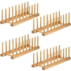 Lawei 4 Pack Bamboo Dish Drying Rack, Plate Rack Stand Pot Lid Holder, Dish Organizer Racks for Plates, Cups, Bowls, Cutting Board, Drying Rack Stand Drainer, Kitchen Cabinet Organizer Lawei 4 Pack Bamboo Dish Drying Rack, Plate Rack Stand Pot Lid Holder, Dish Organizer Racks for Plates, Cups, Bowls, Cutting Board, Drying Rack Stand Drainer, Kitchen Cabinet Organizer