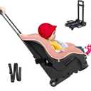 Car Seat Trolly, Car Seat Stroller, Car Seat Carrier for Airport with Wheels and Compact Fold, Car Seat Trolley for Airport, Foldable Car Seat Travel Cart with Belt